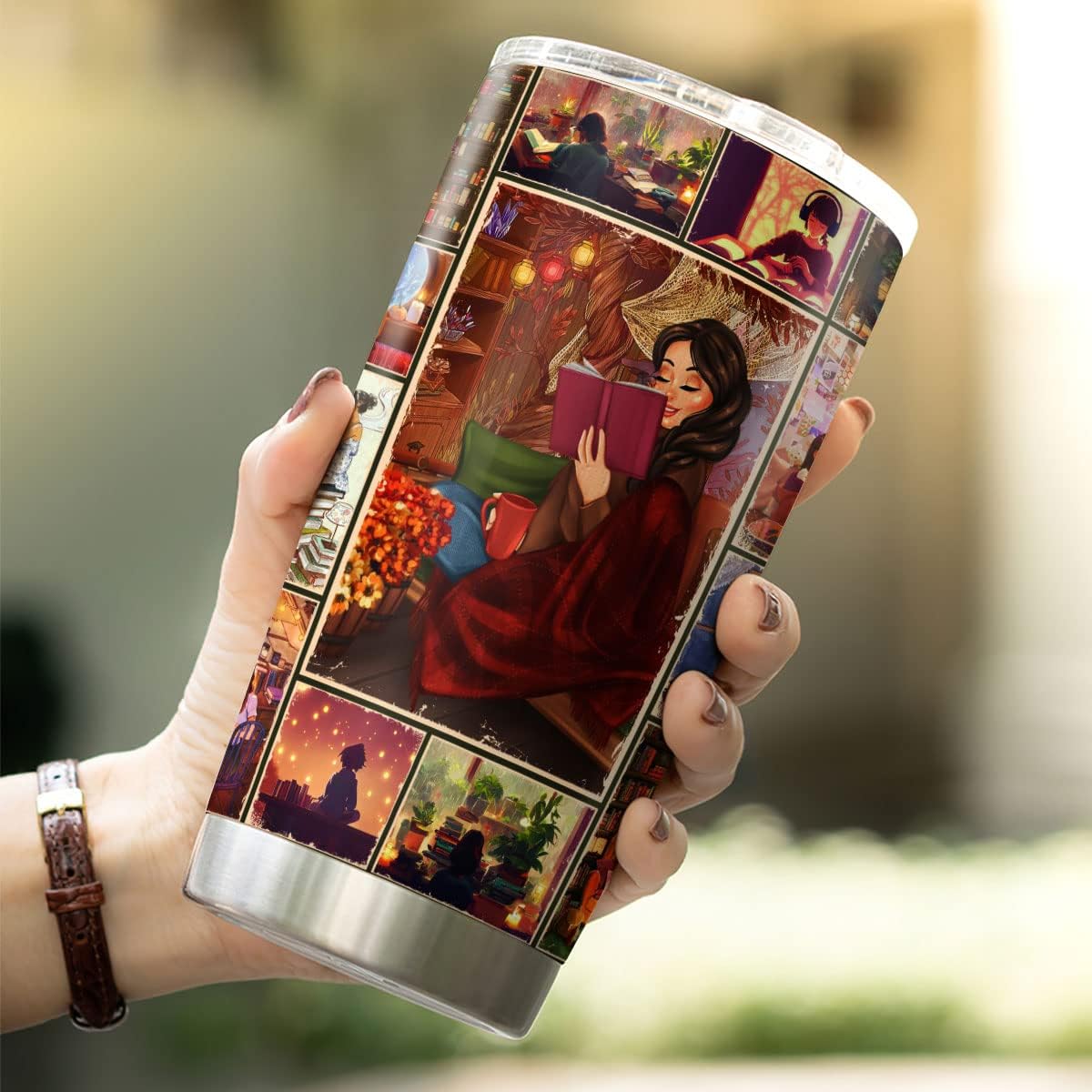 CUBICER Books Coffee Tumbler 20 Oz For Women Teens Girls Bookworms Reading Lovers Double Walled Stainless Steel Travel Mug Inspiration Birthday Gifts Holiday Party Drinking Glass - Image 5