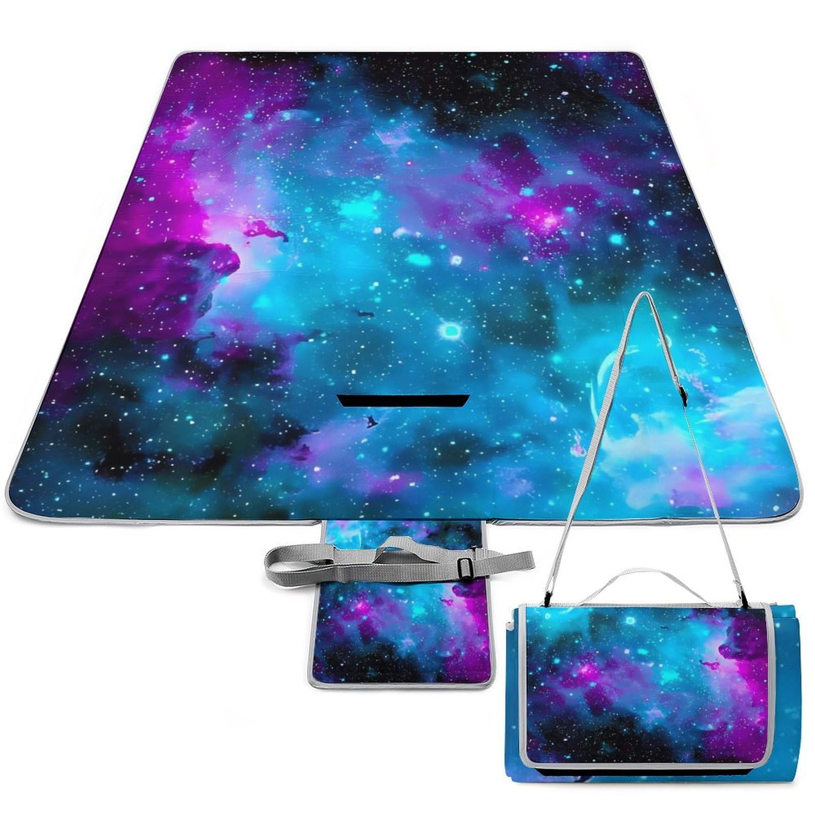 Tapis de pique-nique pliable violet fini les nappes qui s'envolent et l'herbe mouillée