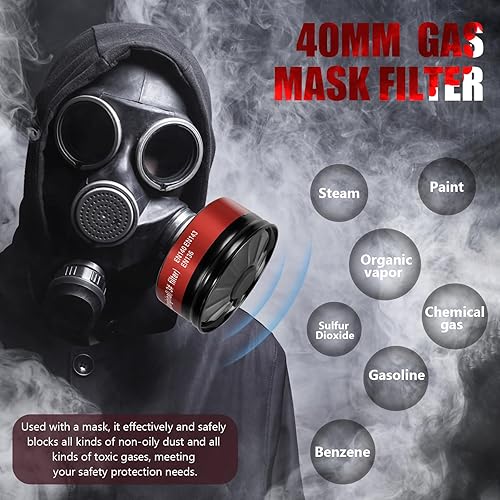 Miniatura 2 de Filtros de máscara de gas de 1.575 in, filtros de cartucho de máscara respiradora de cara completa, cartucho de filtro de carbón activado de 1.575