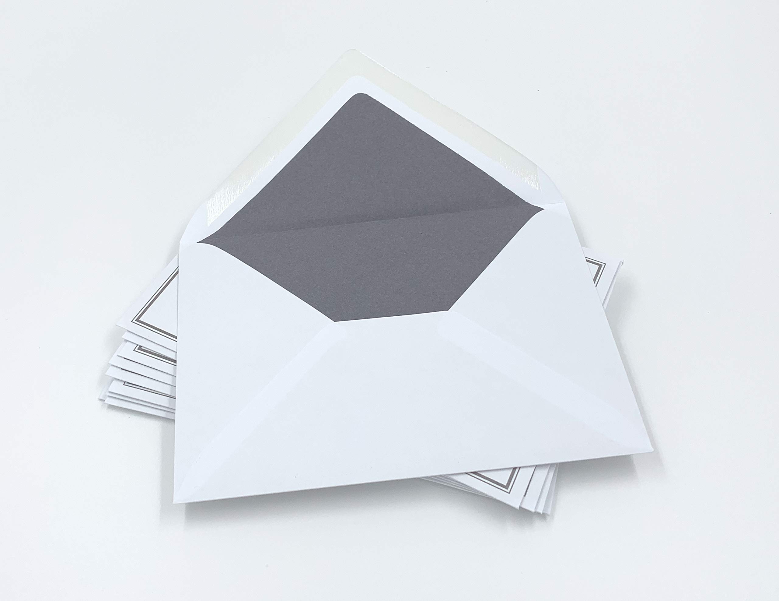25 Mourning Envelopes - C6-162 x 114 mm with Silk Lining in Anthracite, with Grey Double Frame, Grey Silk Lining, 100 g/m² - Image 3
