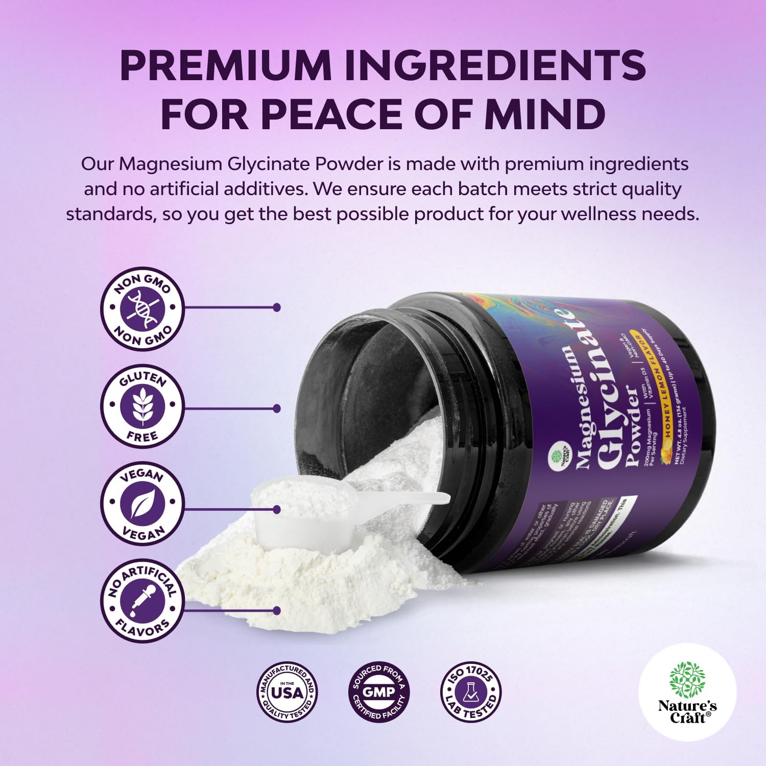 High Absorption Magnesium Glycinate Powder - Vegan Magnesium Powder for Sleep Relaxation & Regularity - Drink Mix Non-GMO Gluten Free & No Artificial Flavors (Honey Lemon) 40 Servings - Image 4