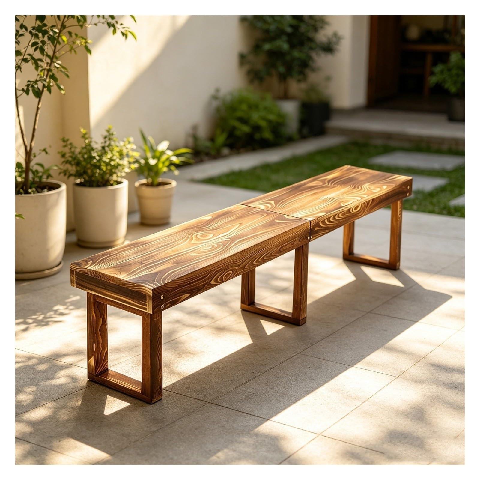 Banco Plegable de Madera Maciza Jardin Exterior