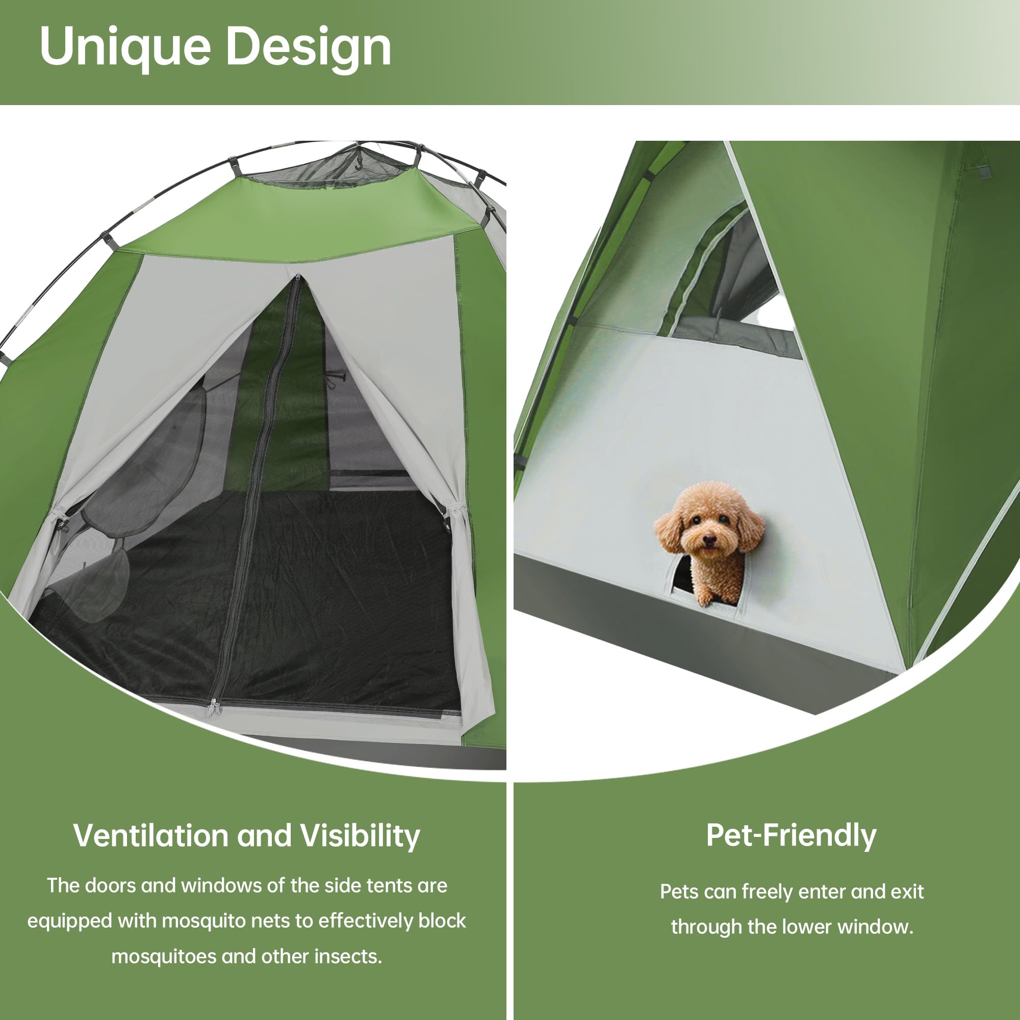 Tente de camping dôme pour 2 à 3 personnes avec salon et auvent – Double couche imperméable à l'eau, légère et facile à installer, sac de transport portable pour la randonnée, 210 x (210 + 150 cm) x