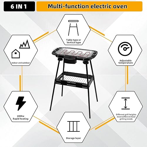 Miniatura 3 de Parrilla eléctrica para cocinar al aire libre, barbacoa sin humo, parrilla portátil extraíble (actualización YD301)