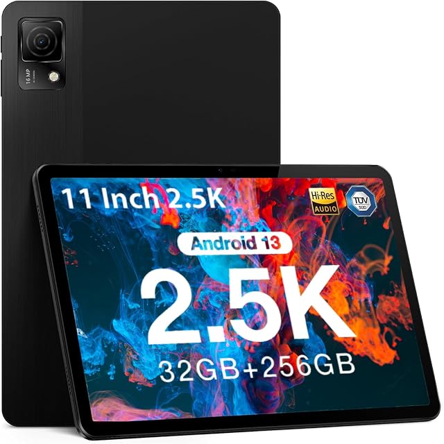 DOOGEE T30 Ultra Tablet 2.5K 11 Inch, Helio G99 Octa-Core 2.2GHz Android 13 Tablet, 8580mAh/18W, 32(12+20) GB RAM 256GB ROM (TF 2TB) Tablet, 16+8MP & TÜV & 2.4G/5G WiFi, Widevine L1, Black