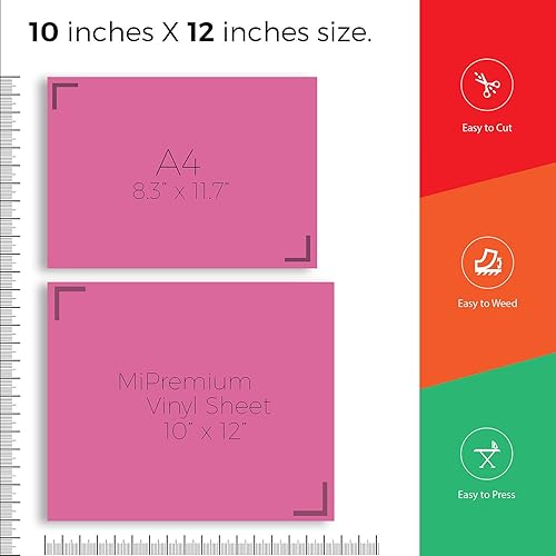 Vista 40 de MiPremium Vinilo de transferencia de calor de poliuretano HTV, planchado, 12 x 10 pulgadas, 4 hojas precortadas, para camisetas, sombreros, gorras