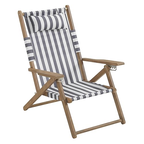 Lavish Home Beach Chair - Outdoor Weather-Resistant Wood Folding Chair