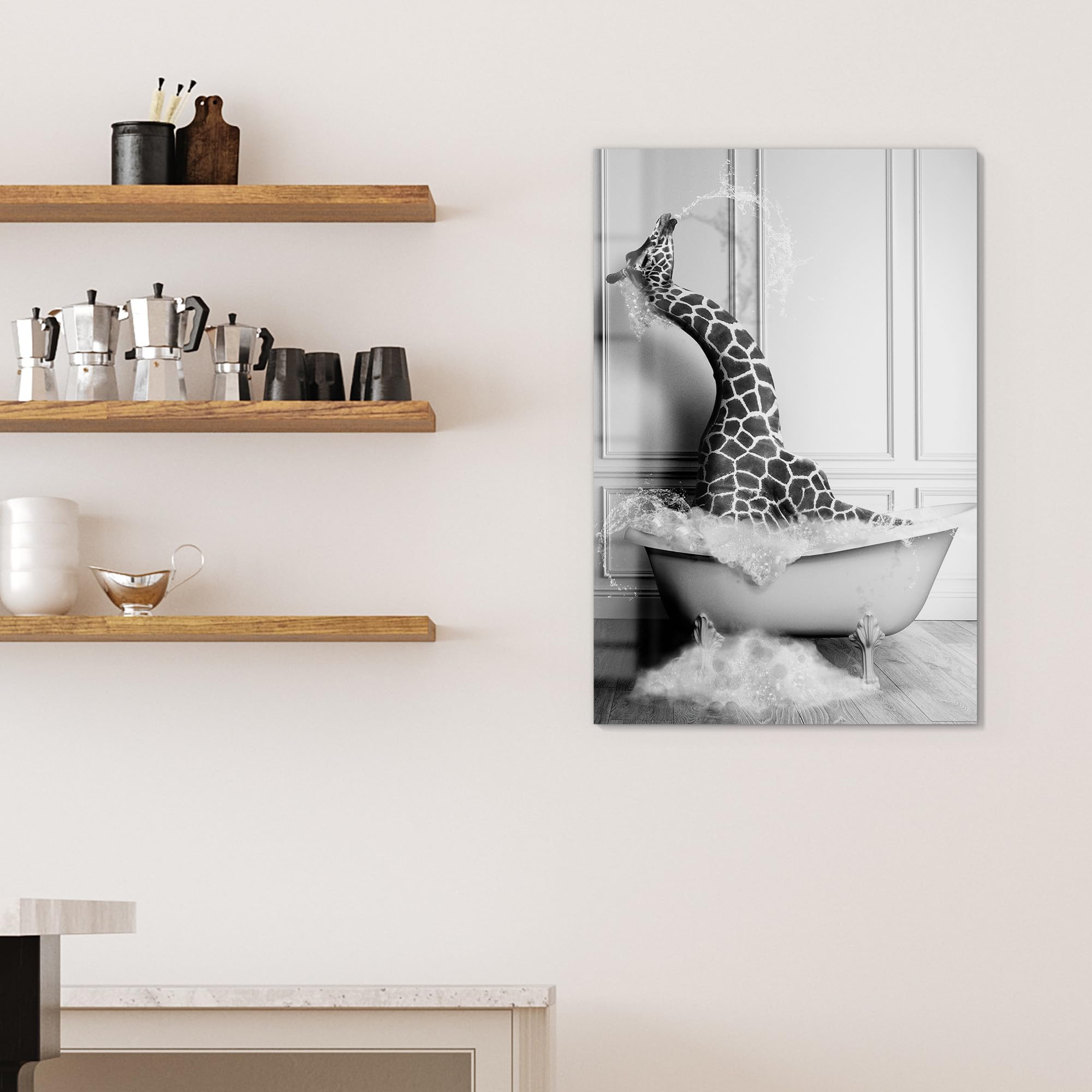 DEQOART Pizarra magnética de cristal, 60 x 90 cm, diseño "humorvolle Wildnis", pizarra magnética de cristal, incluye imanes, bolígrafo y paño para cocina y oficina, pizarra magnética y se puede