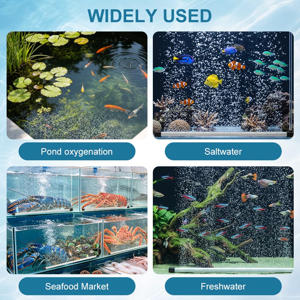 AXFEE Diffuseur Air Aquarium, 15-55cm Bulleur Aquarium Pierre à Air | 55cm Bubble d'aquarium Calme, Alliage d'aluminium,Long Strip Bar Pierre Diffuseur Air Aquarium pour Eau Douce,Eau Salée(2PCS)