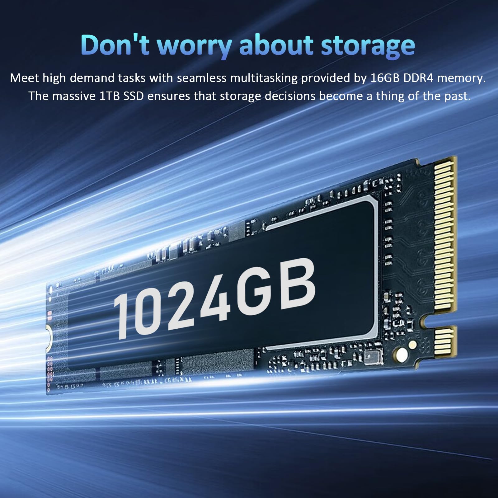 15.6" Laptop Computer Notebook, 16GB RAM, 1TB NVMe SSD, 4-Core N95 Processor, FHD Display, Backlit Keyboard, Fingerprint, Webcam, Bluetooth, WiFi, Win 11 Pro, 10TB Upgradeable; T152A, Silver