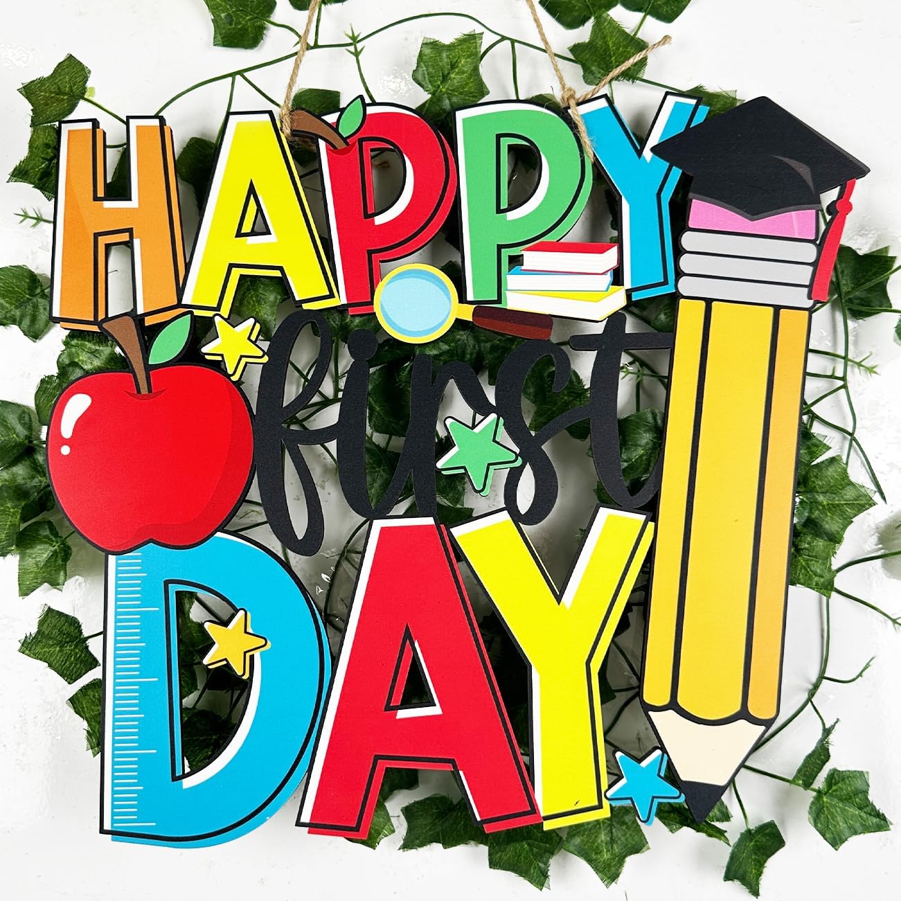 Happy First Day of School Wooden Sign Back to School Decorations