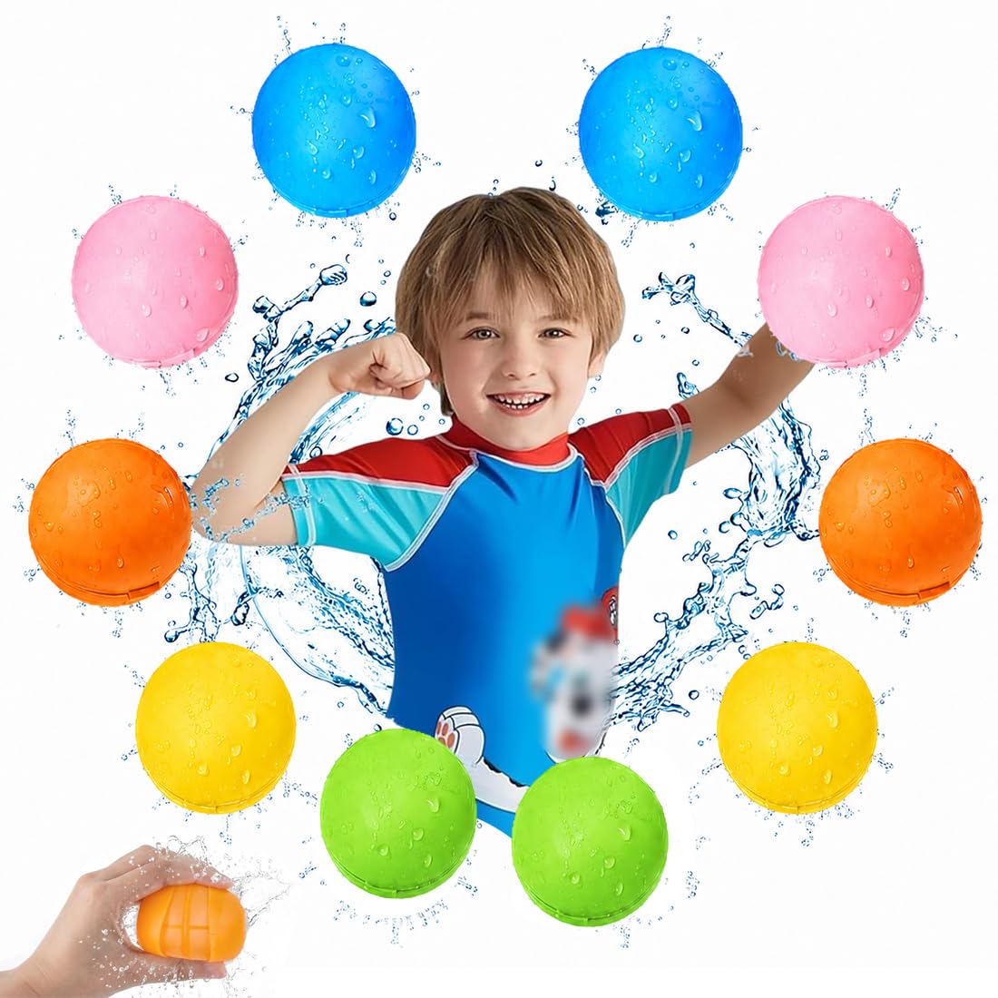 10 Stück Wasserbomben Wiederverwendbar,Wiederverwendbare Wasserbomben Schnell Befüllbare Wasserbälle, Sommer Outdoor Spielzeug für Kinder Erwachsene, Garten Pool Strand Party Spiele