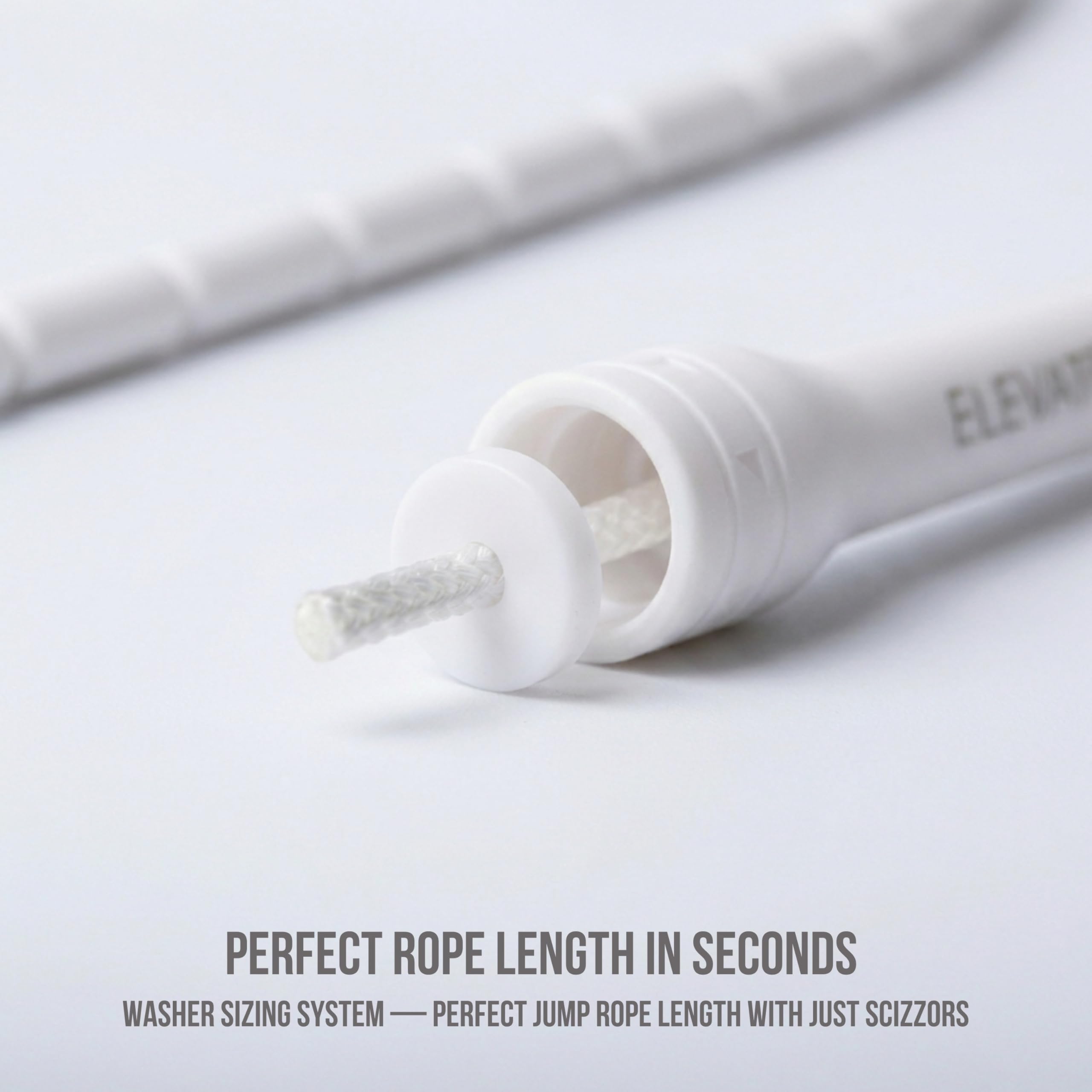 Elevate Beaded Jump Rope - Professional jump rope with an adjustable length up to max. 3 mt, thickness 3 mm poly cord/8mm including beads, weight 0.1 kg. (White)