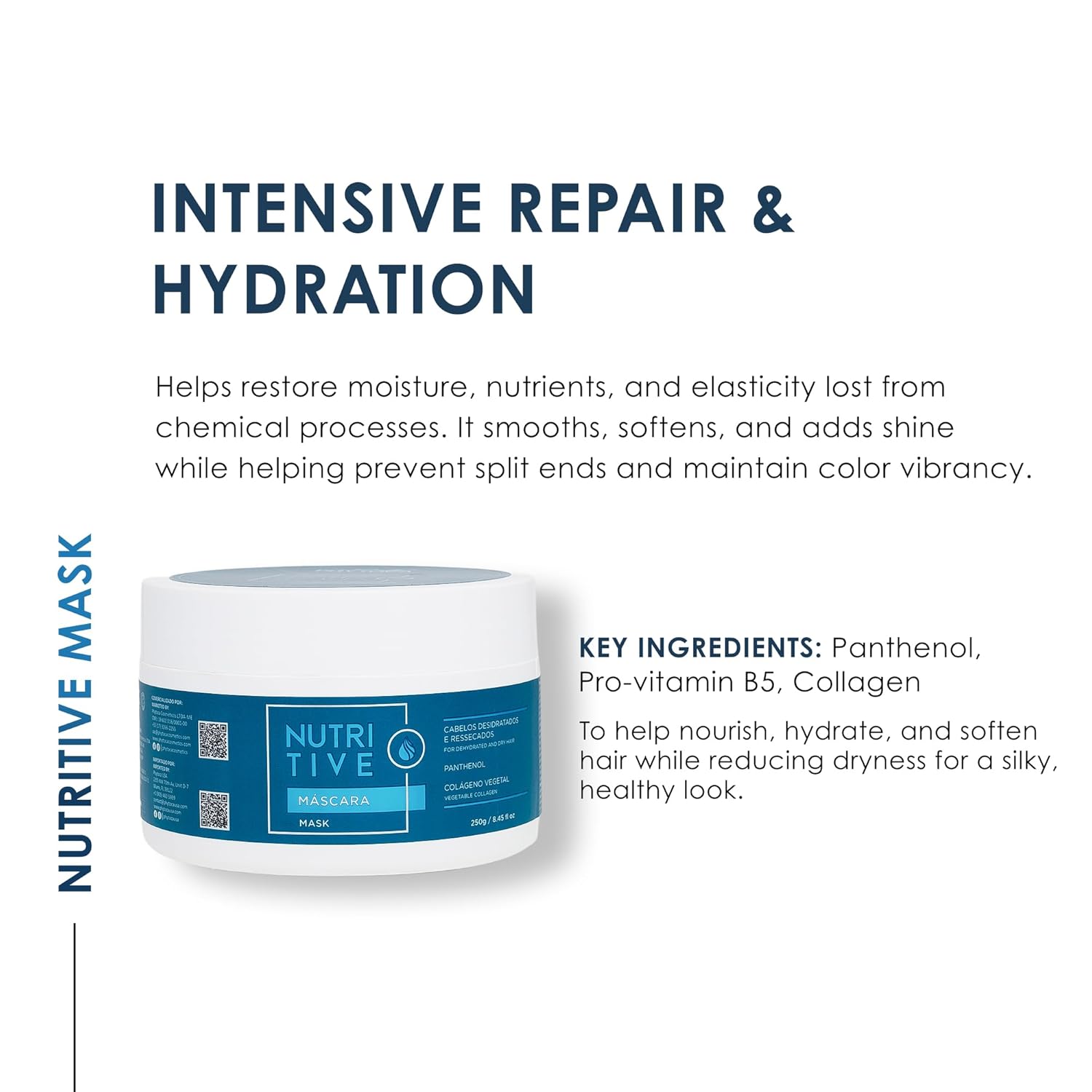 Phytoca Cosmetics Nutritive Hair Mask 8.45 oz – Hair Masks for Dry Hair with Panthenol, Pro-Vitamin B5 & Collagen for Nutrition, Hydration, Softness, Shine, Split-End Protection & Color Durability - Image 2