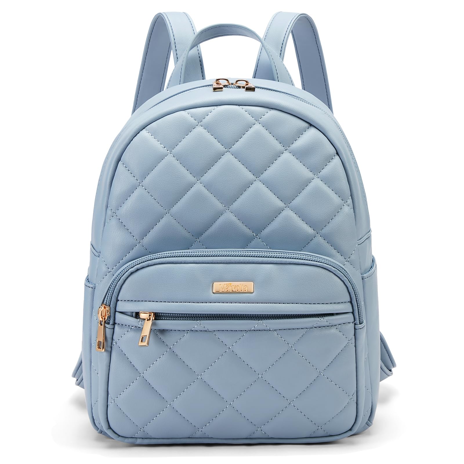 MarvoliaMini Backpack for Women - Vegan Leather Small Fashion Purse for Travel Work Shopping - Light Blue