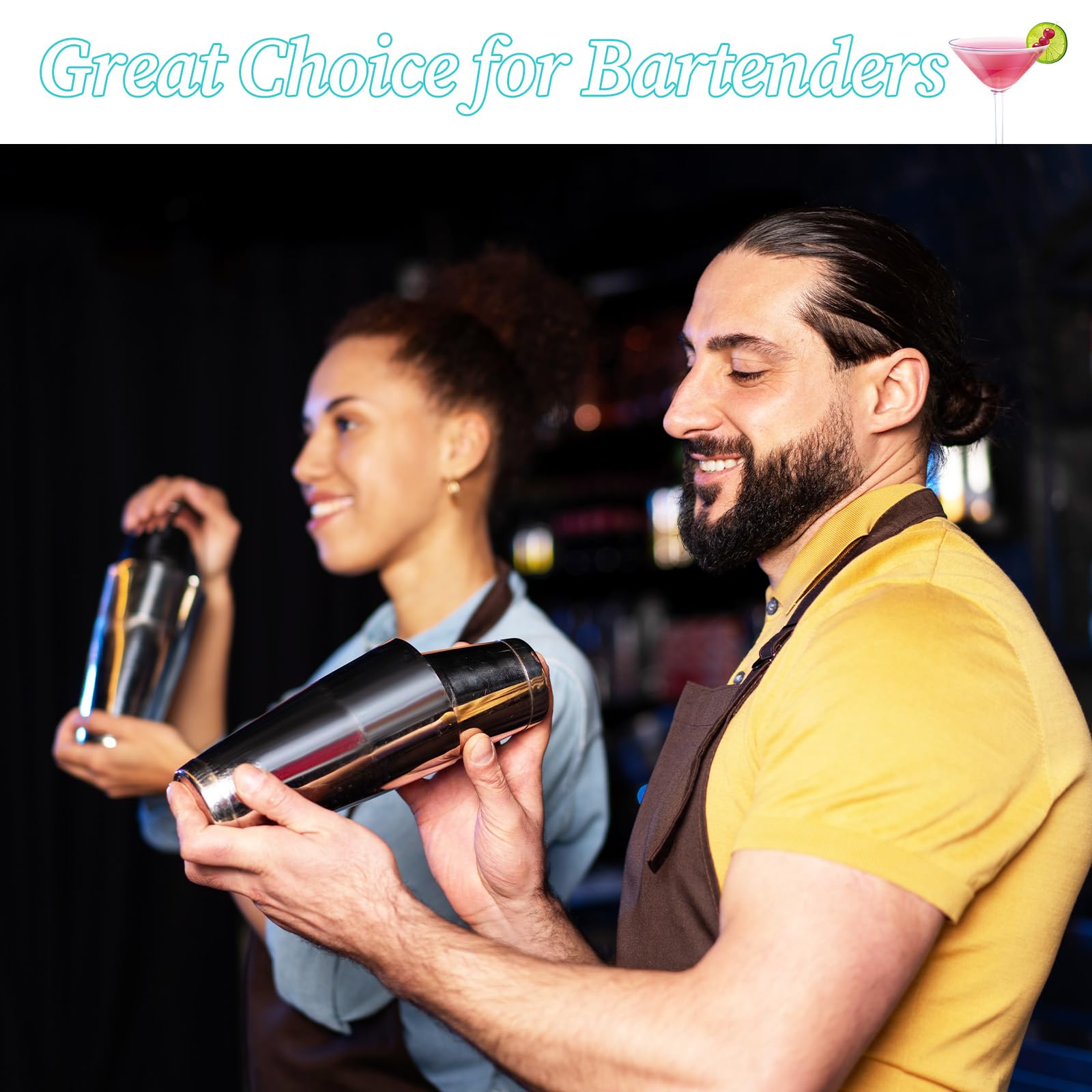 JJUNW Boston Lot de 8 shakers à cocktail professionnels en acier inoxydable avec shaker de 532 ml et 710 ml (argenté)