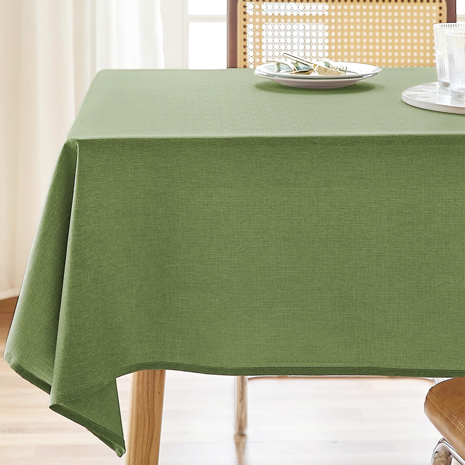 AUSSPVOCT Textured Tablecloth Rectangle 52x70 Water Resistant Spill-Proof Wipeable Table Cloth Wrinkle Free Fabric Dining Table Cover for Birthday Party Farmhouse Spring Kitchen Tablecloths