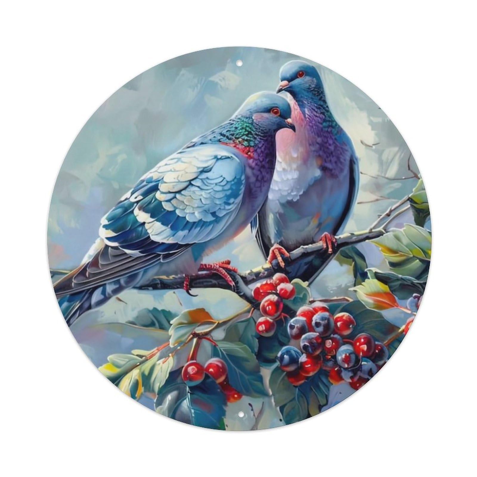 Animal Two Little Birds on A Branch Metal Tin Sign