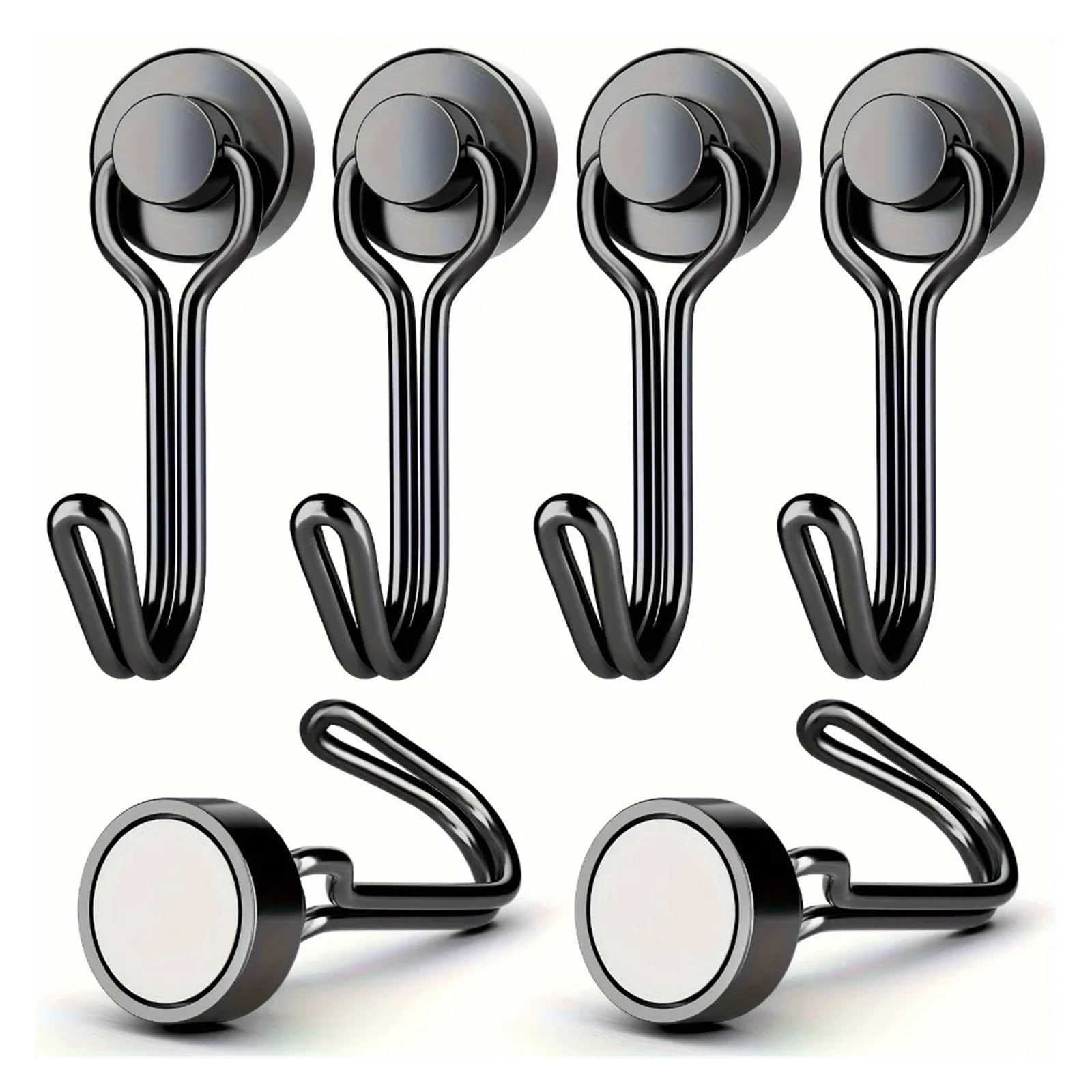Genérico 20 ganchos magnéticos negros Cruis de alta resistencia neodimio tierras raras, imanes extra fuertes con gancho, compatibles for colgar, R(20pcs-silvery)