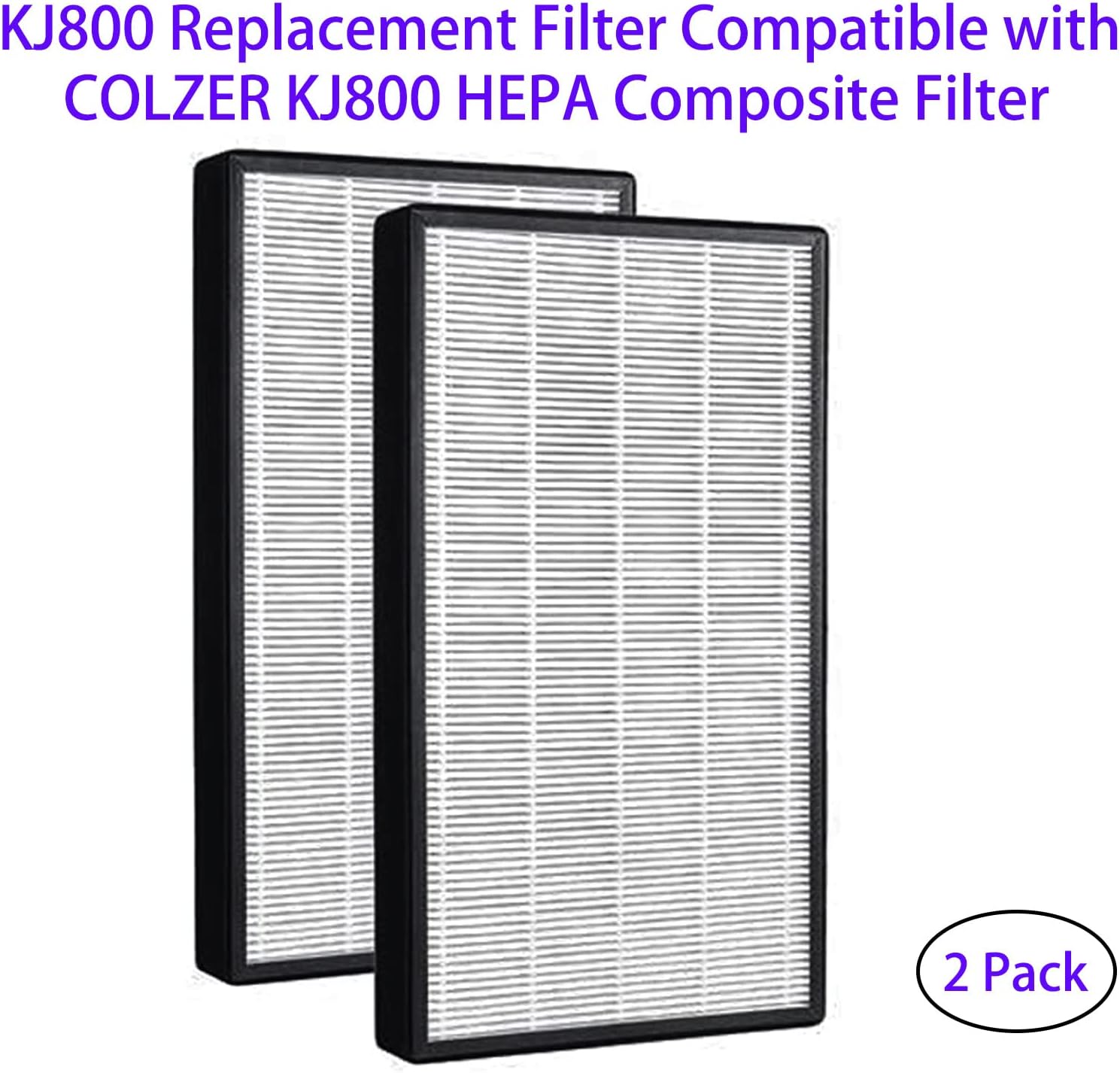 2 Pack Replacement Filters Fit for COLZER KJ800, 3-In-1 Composite Filters (Pre-filter, Activated Carbon, True HEPA) - Image 2