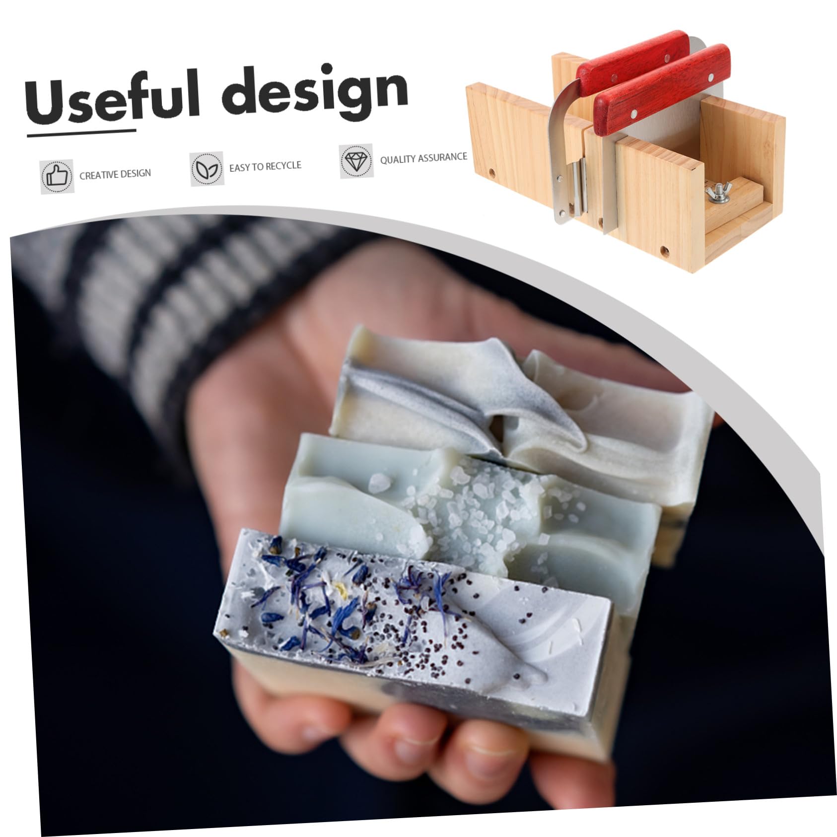 Mipcase Molde Cortador de Jabón de Bricolaje para Hacer Jabón Cortador Doble de Madera de Pino Acero Inoxidable Corte Preciso Uso Manual y Profesional