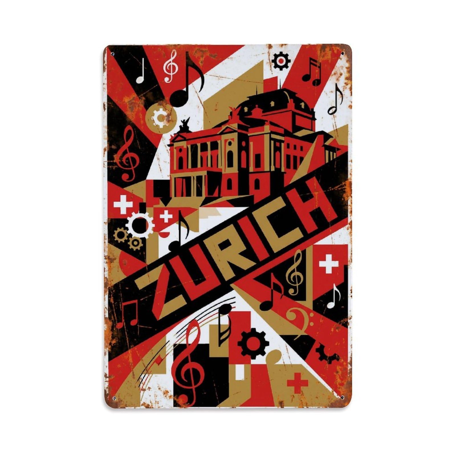 Este 8X12inch Style Vintage Travel Zurich Switzerland Stimulating Metal Tin Sign