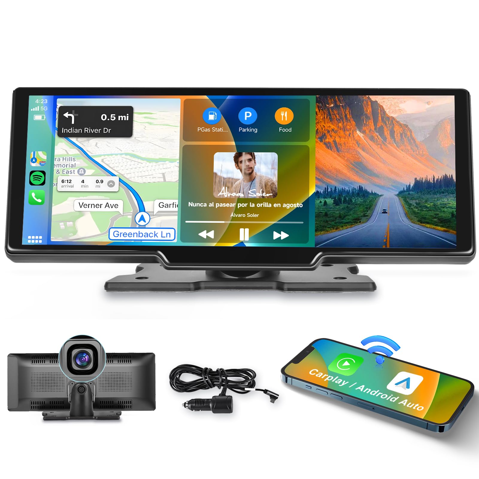 Buy Wireless Apple Carplay Portable Car Stereo with HD Front Camera