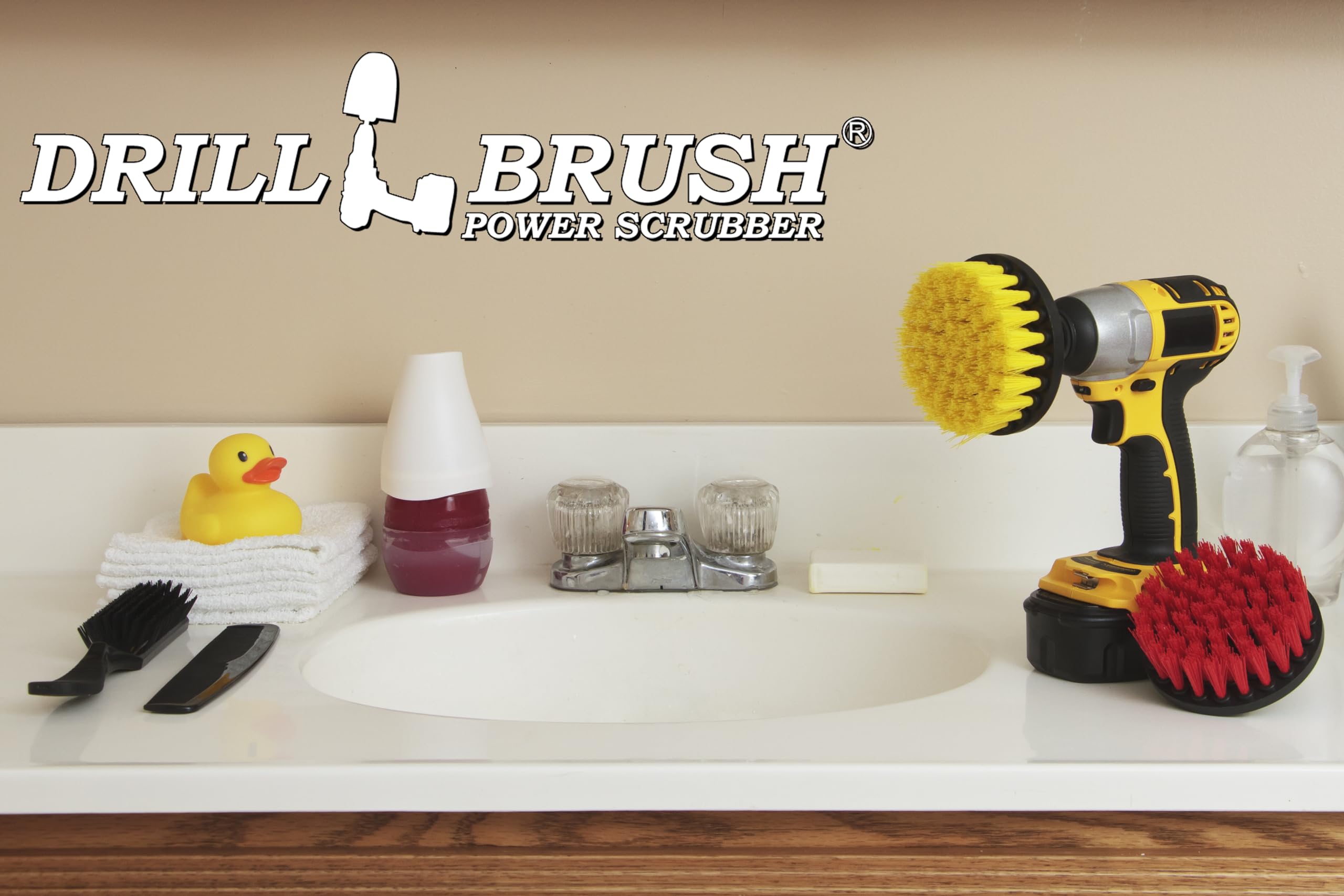 Accesorios de baño - Cortina de ducha - Alfombra de baño - Cepillo de taladro - Kit de limpieza de cepillo giratorio - Limpiador de lechada - Baño de hormigón para pájaros, bancos, estatuas - agua 6
