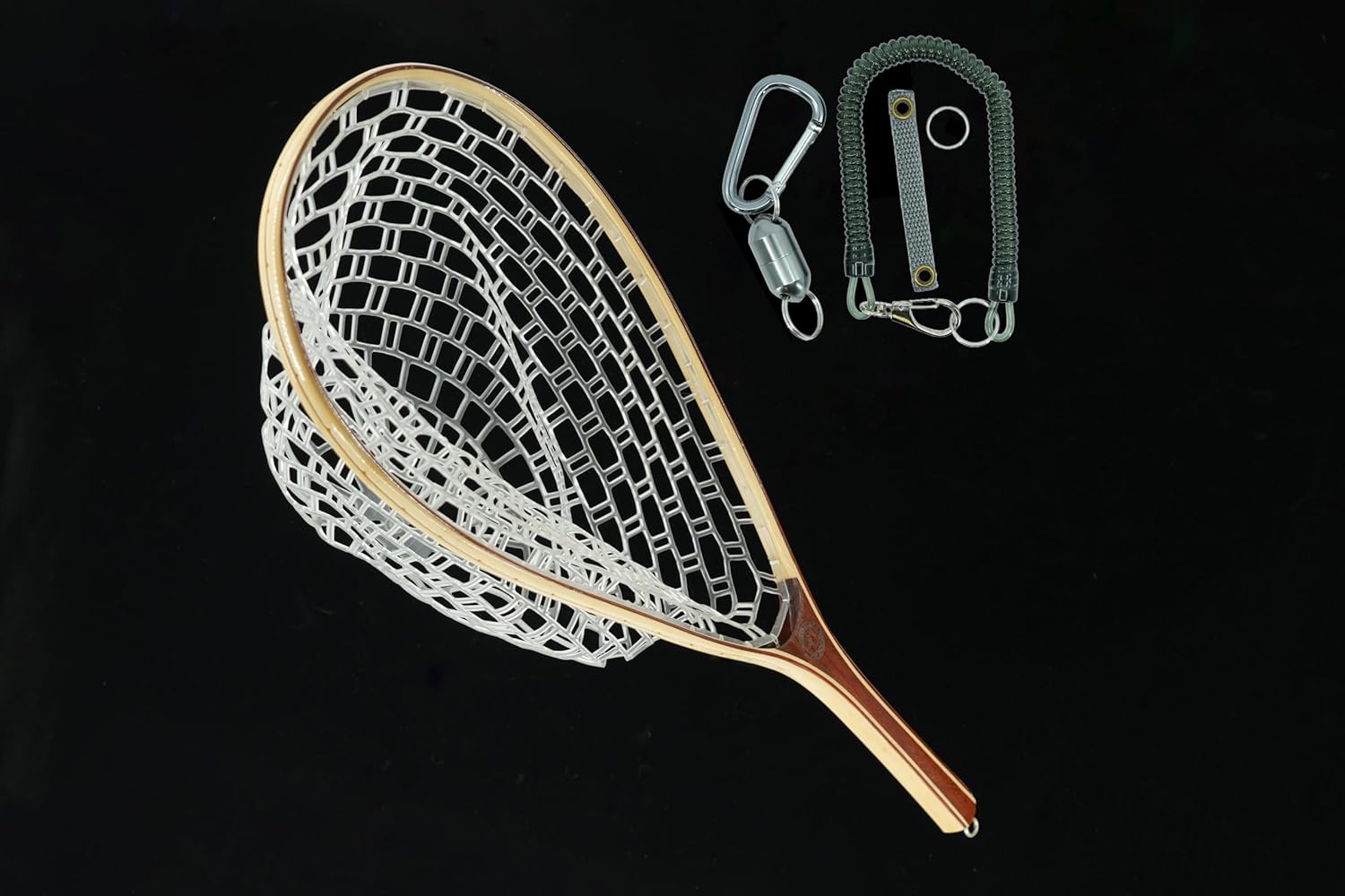 Kingfisher Fishing for Fly Fishing Landing Net Wooden Frame Trout Fishing Net Soft Rubber Mesh