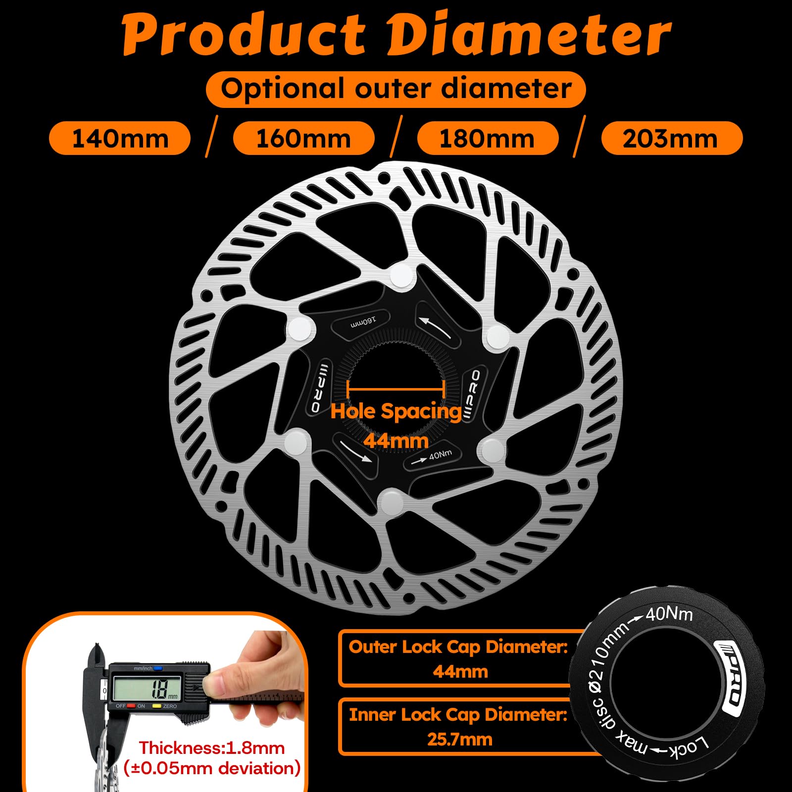RACEDUEL SM-RT56 - Rotor de freno de disco de bicicleta de 160 mm y 180 mm con 6 pernos, rotores de bicicleta de acero inoxidable, apto para bicicleta de carretera, bicicleta de montaña, BMX MTB