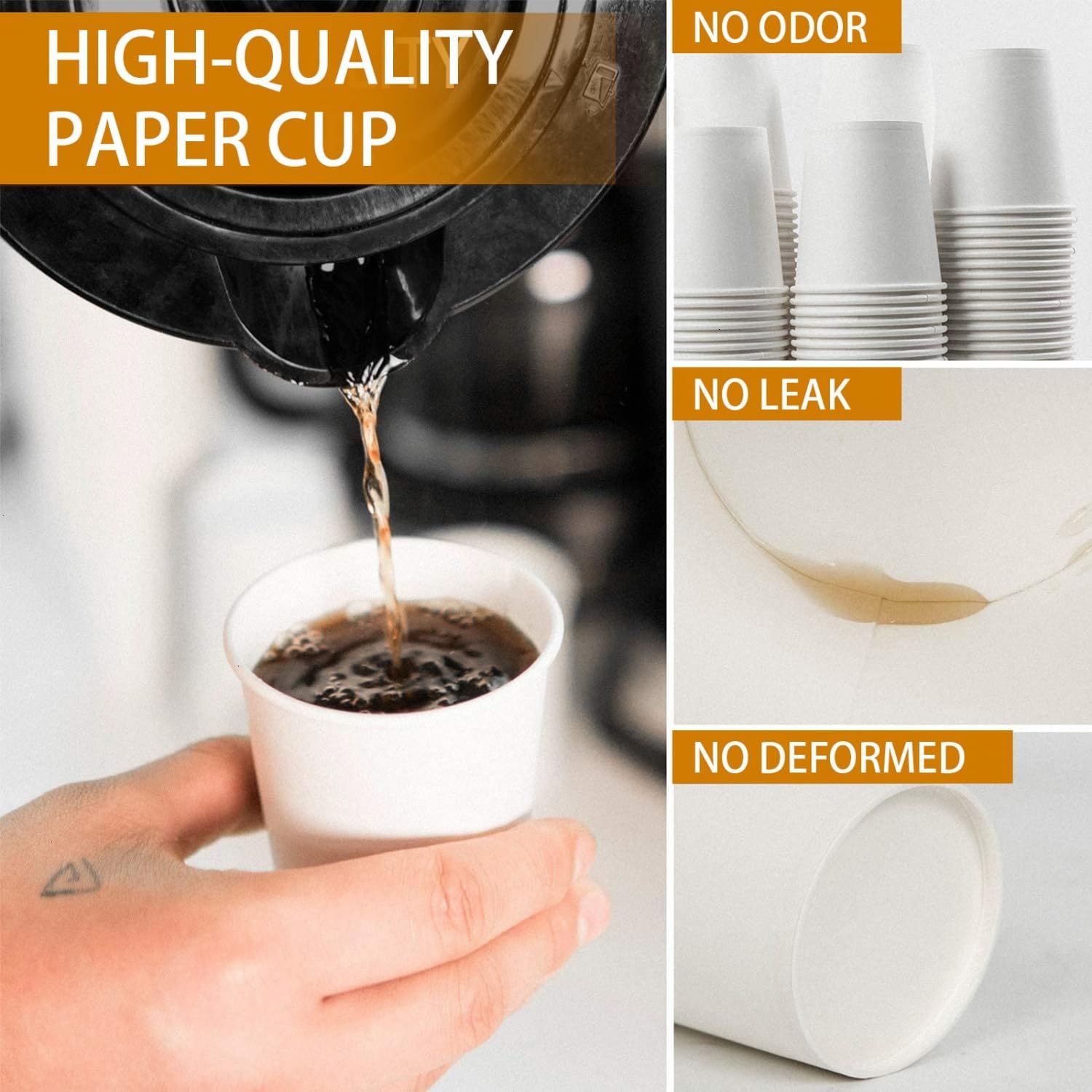 800 Pcs 6 oz Disposable Paper Coffee Cups, Hot Cold Beverage Drinking Cup for Coffee, Tea, Juice, Espresso & Cortado (White)