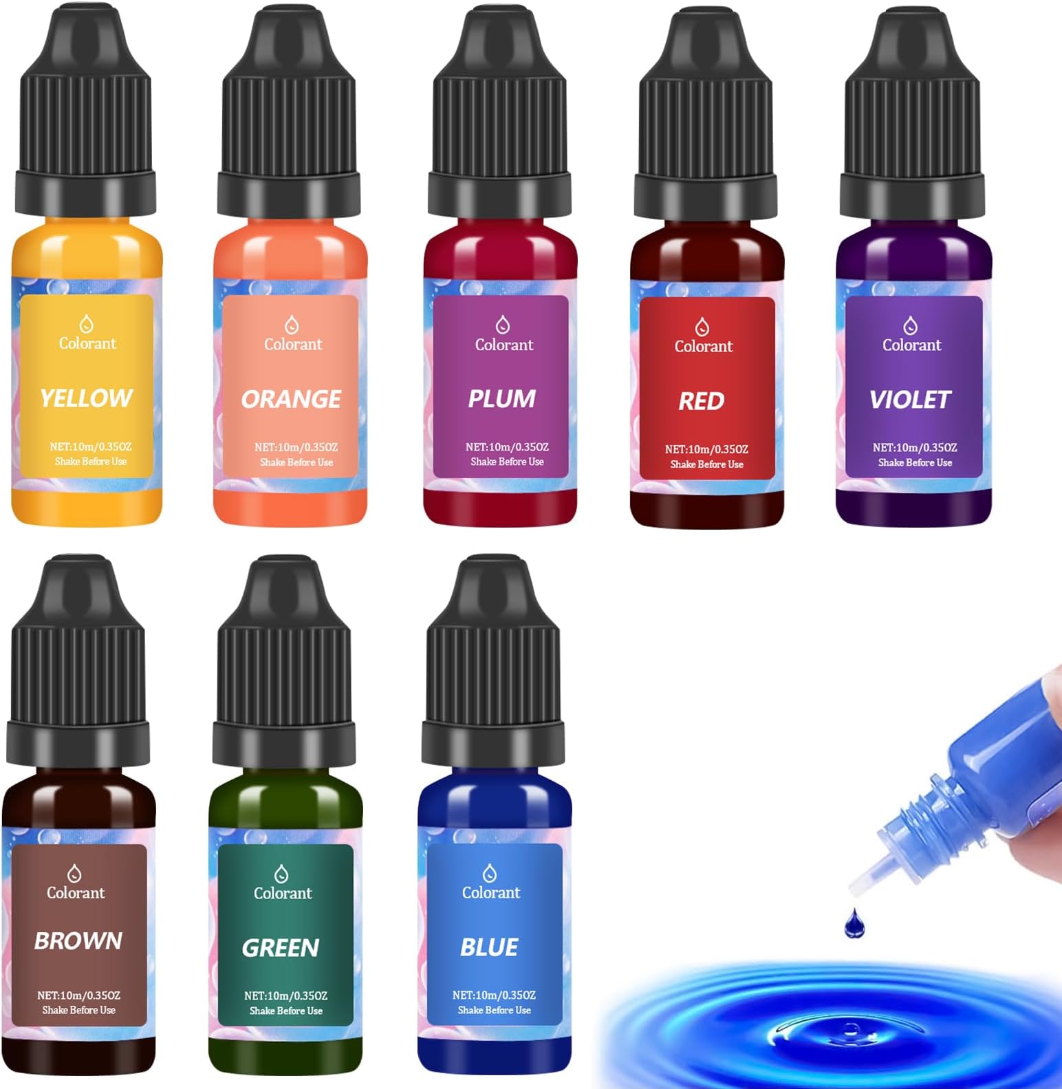 Candle Wax Dye, 8 Colours Liquid Candle Dye for Soy Wax, Candle Wax Colour Dye for Candle Making, Oil-Based Highly Concentrate Candle Colour Dye for Wax Melts, Each 10ML