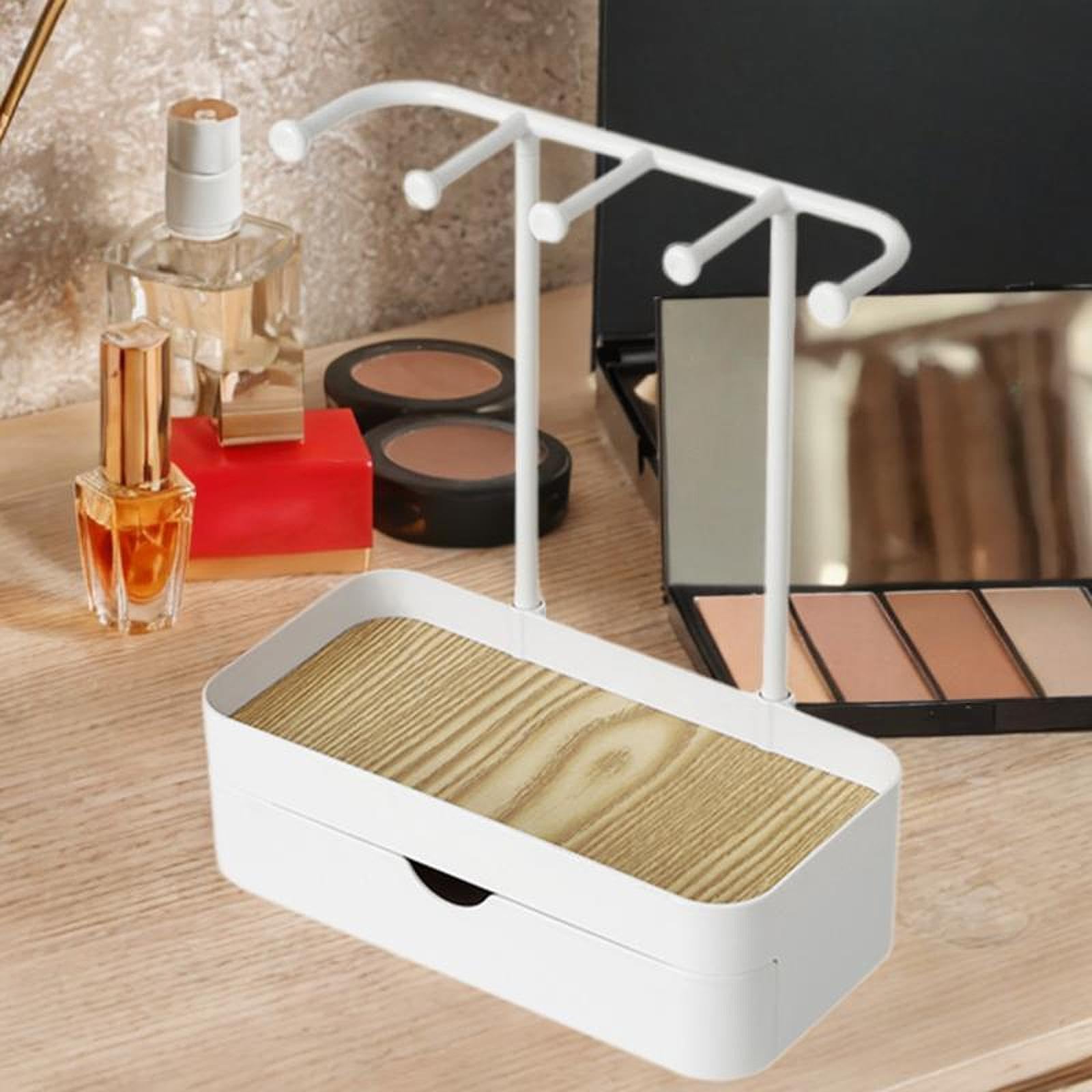Caja expositora de joyas, organizador de 2 capas para relojes y accesorios, solución de almacenamiento ligera para colgar para escritorio y oficina, diseño que ahorra espacio