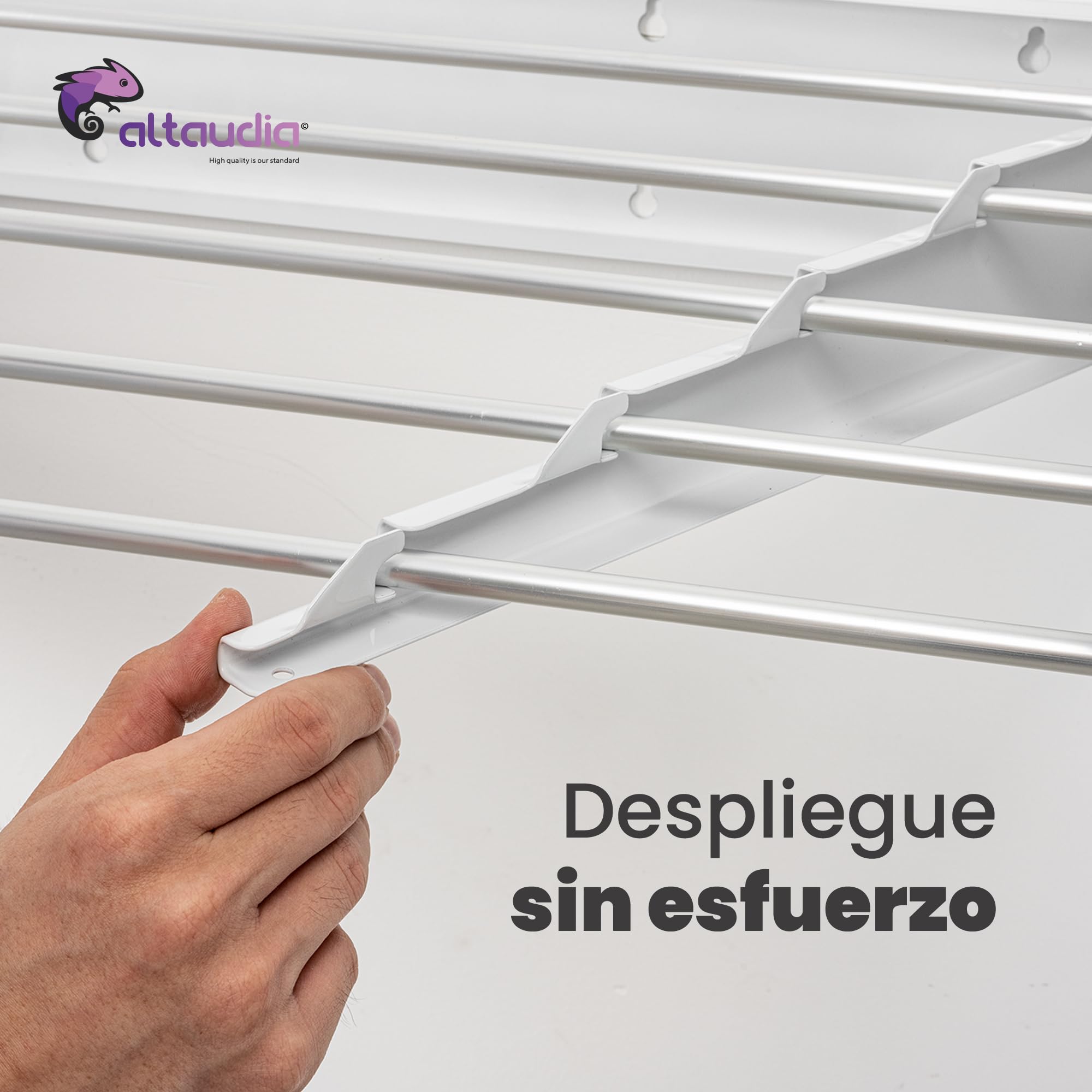 Tendedero Extensible de Pared 100cm Antioxidante - Invisible y Plegable con 5 Tubos de Aluminio, Extensible 9.5-50cm, Instalación en Pared Interior o Exterior, Instala sin Dificultad