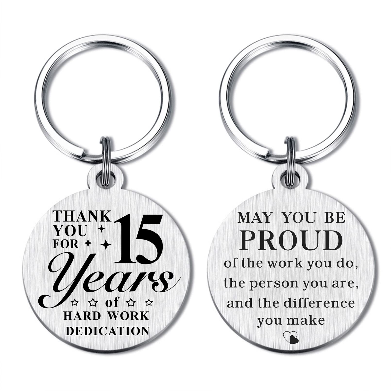 ABNTY 15 Year Work Anniversary Employee Gifts, 15th Work Anniversary Decorations, Thank You 15 Year Employee Anniversary Keychin Gifts