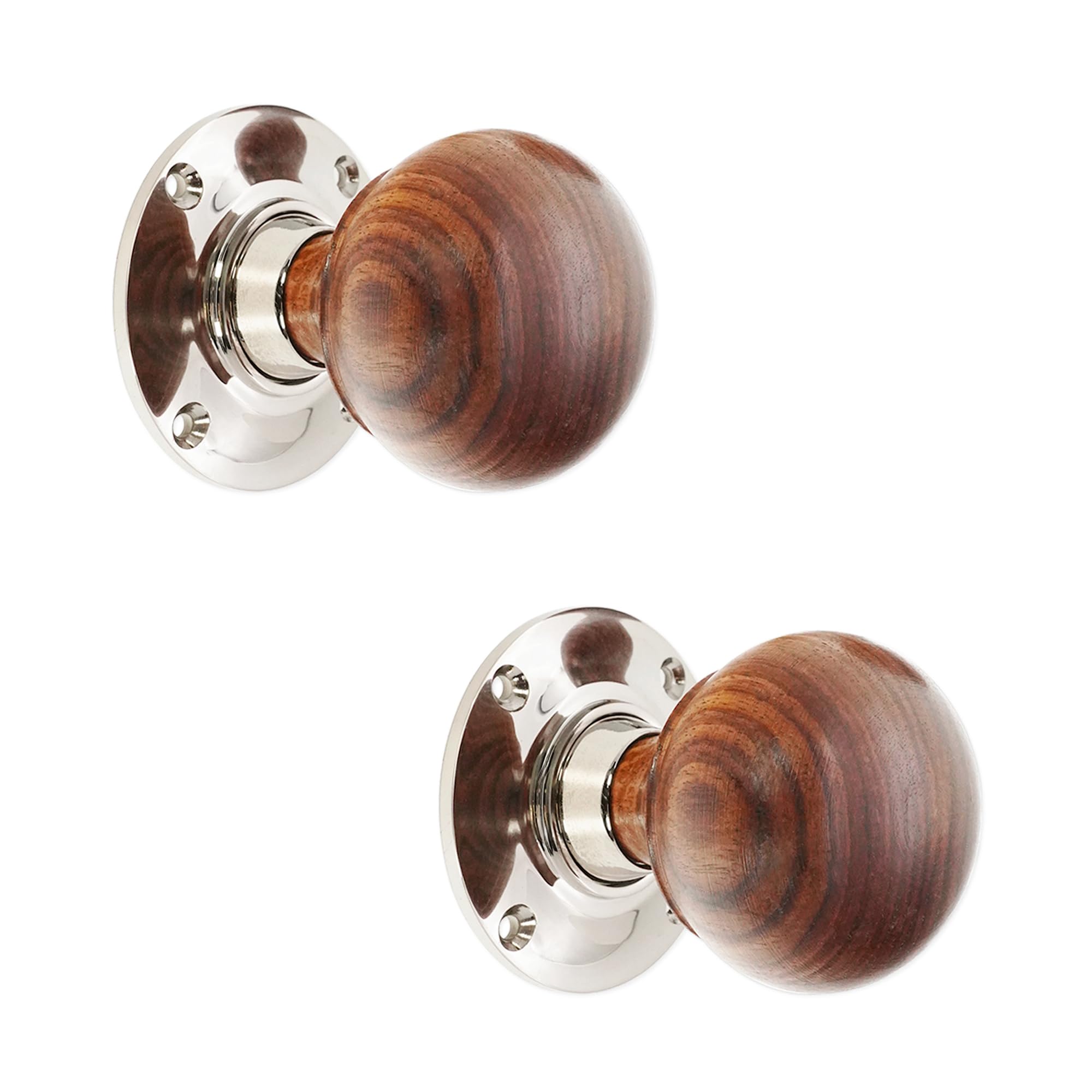 Infinity Decor Gałki do drzwi z palisandru w kształcie koka, polerowany niklowany uchwyt wpuszczany 60 mm do drzwi wewnętrznych