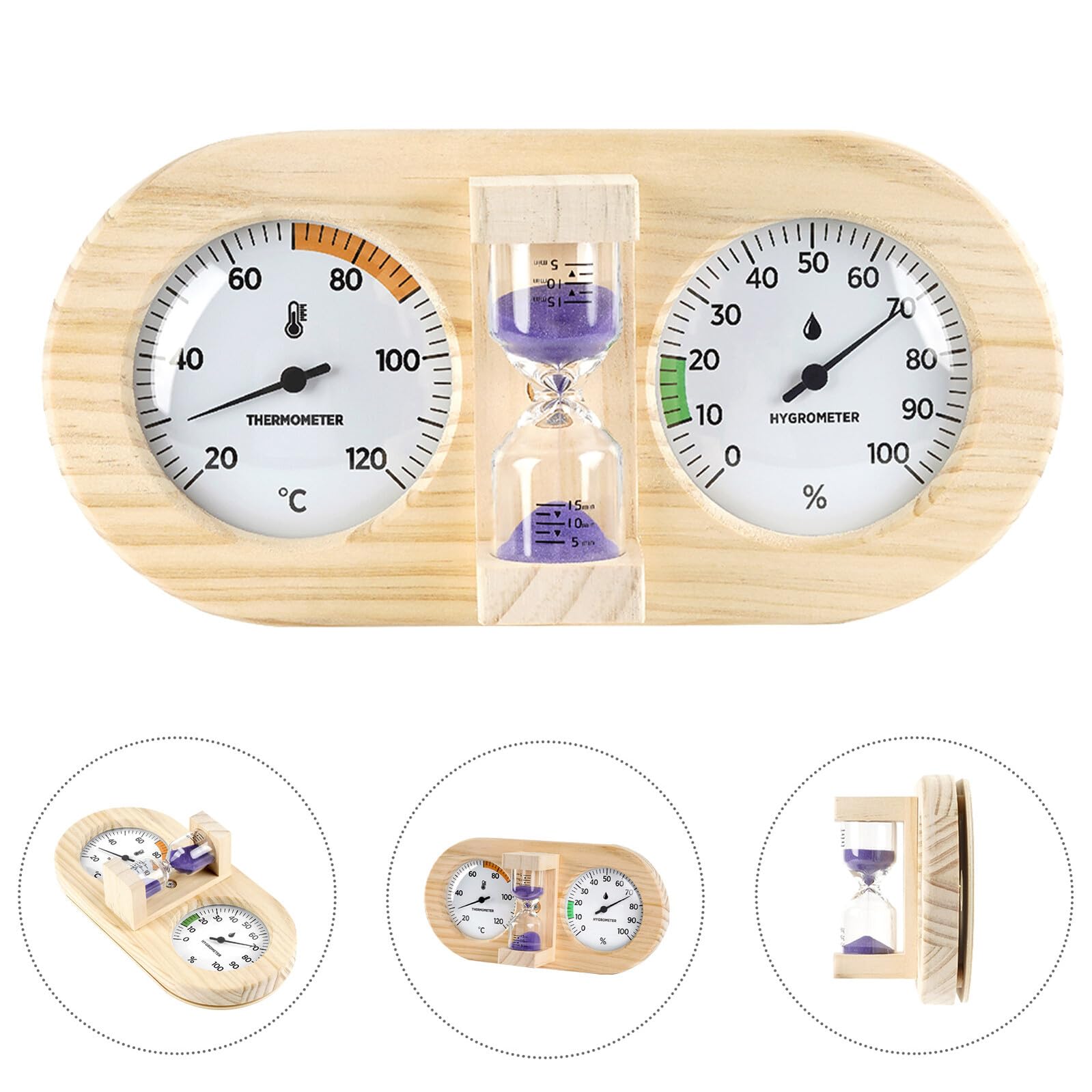 Zegar odliczania sauny Sauna termometru Hygrometr termometru dla sauny 15 -minutowy czas szklarnia Timer Dokładny termometr temperatury Purple