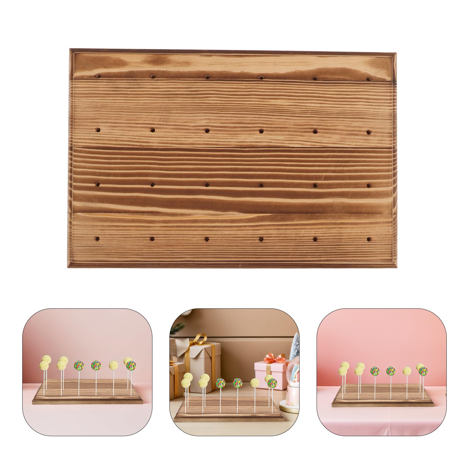 Cake Pop Ständer Inklusive 100 Stielen und 100 Treat Taschen Sicher und Stabil mit 24 Löchern Natürliche und Elegante Party Deko für Showers