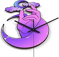 Vista 6 de Reloj de pared de madera, arte de pared, decoración del hogar, calcomanías mágicas de números para bricolaje, sala de estar, nubes, cocina, hongo