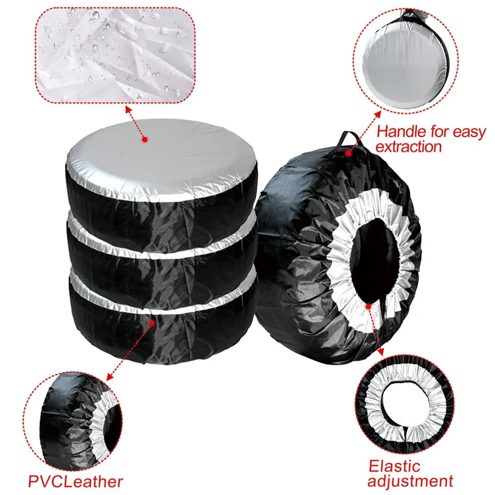 reifentaschen Reifenhülle, Reserverad-Aufbewahrungstasche, Autokoffer, weiße Radschutzhülle, 1 Stück, 2, 4(2PCS Fit 19-23 Inch)