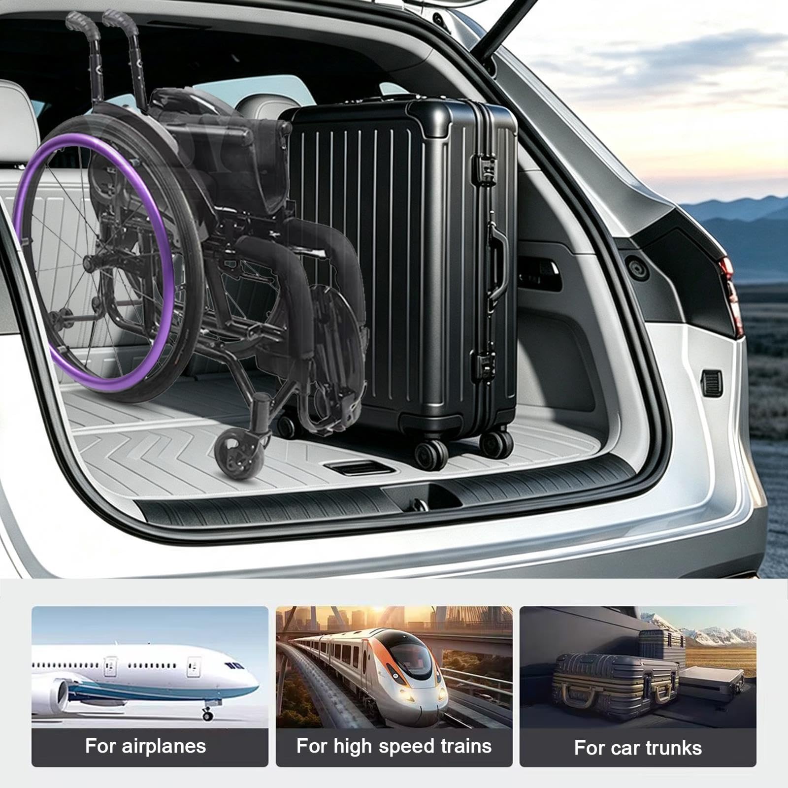 Sedia a rotelle pieghevole super leggera con telaio in alluminio