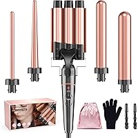 BESTOPE PRO Set di ferro arricciacapelli 5 in 1 – 3 fusti in ceramica per ricci e