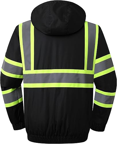 Miniatura 6 de JKSafety Chaqueta bomber de seguridad de invierno de alta visibilidad para hombres y mujeres  Chaqueta de seguridad de invierno duradera e