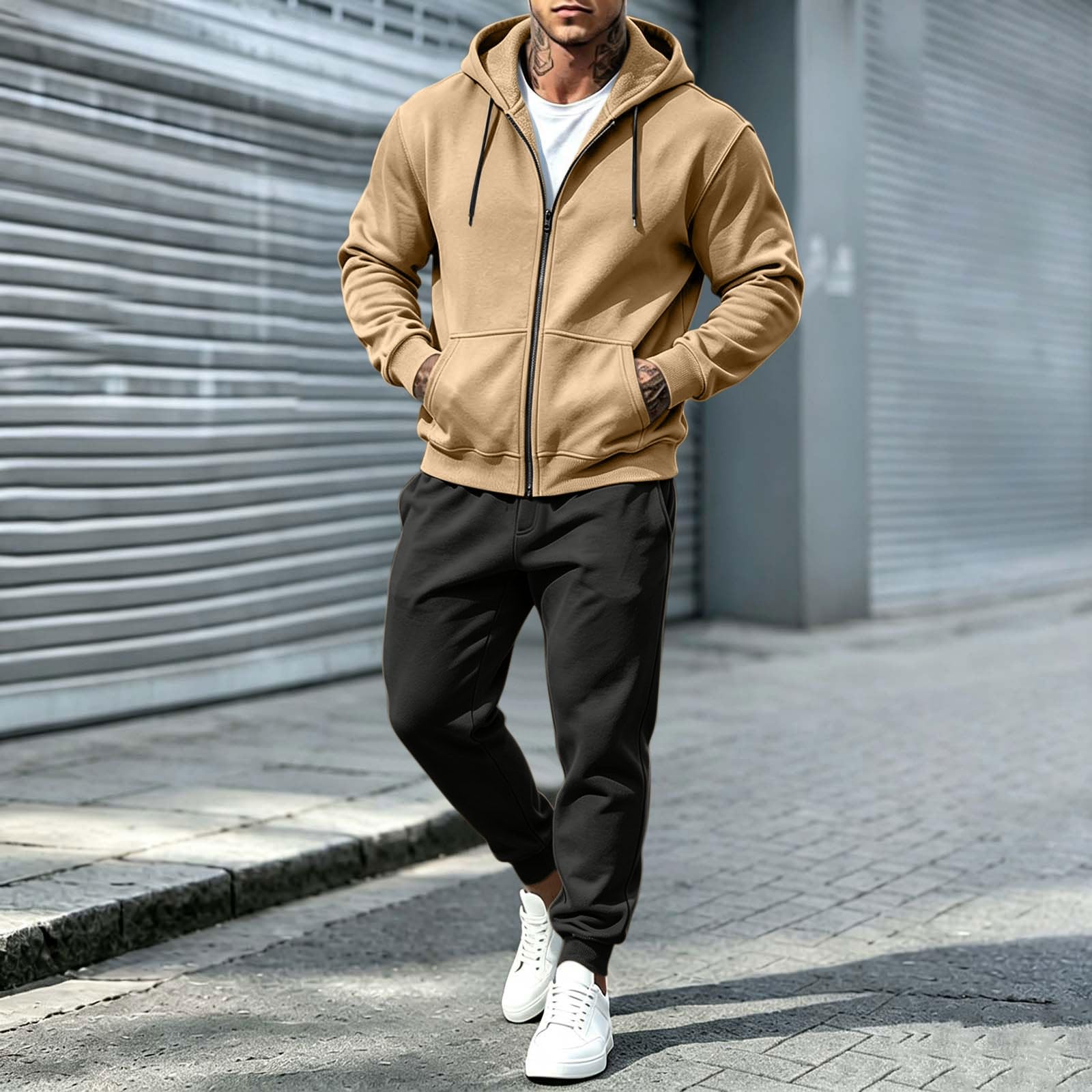 LUCKME Tuta Uomo Completa Felpa Pantaloni Tuta da Ginnastica Cotone Leggero