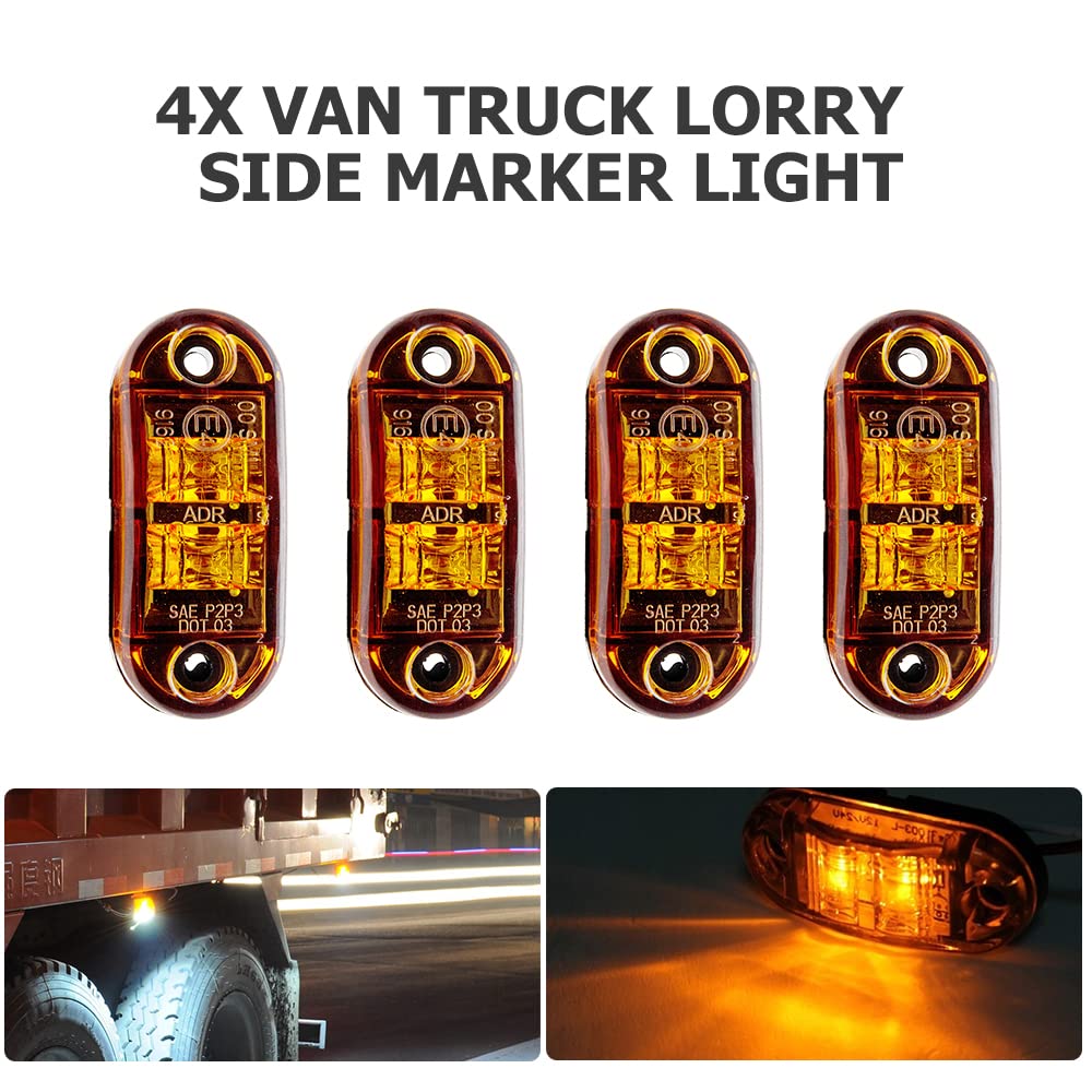 MASO, luci laterali a LED, indicatori di posizione laterali, 12 V, 24 V, universali, per rimorchi, furgoni, roulotte, camion, autocarri, autobus e auto