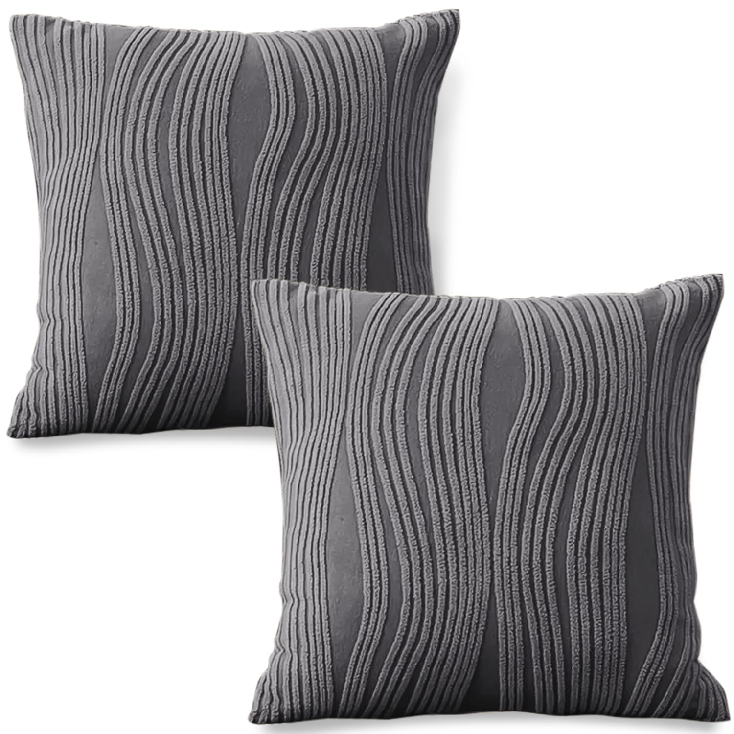 HOKIPO 200 GSM Premium Knitting Jacquard Sofa Cushion Cover | 22x22 Inch (55x55 cm) | Pack of 2, 'Nestiva Series' Porpoise Grey (AR-6238-GRY*2)-image-18