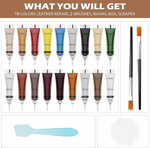 Miniatura 2 de Kit de reparación de cuero de 18 colores  para muebles, asientos de automóvil, sofás, zapatos, barco, relleno de tinte de cuero, restauración de
