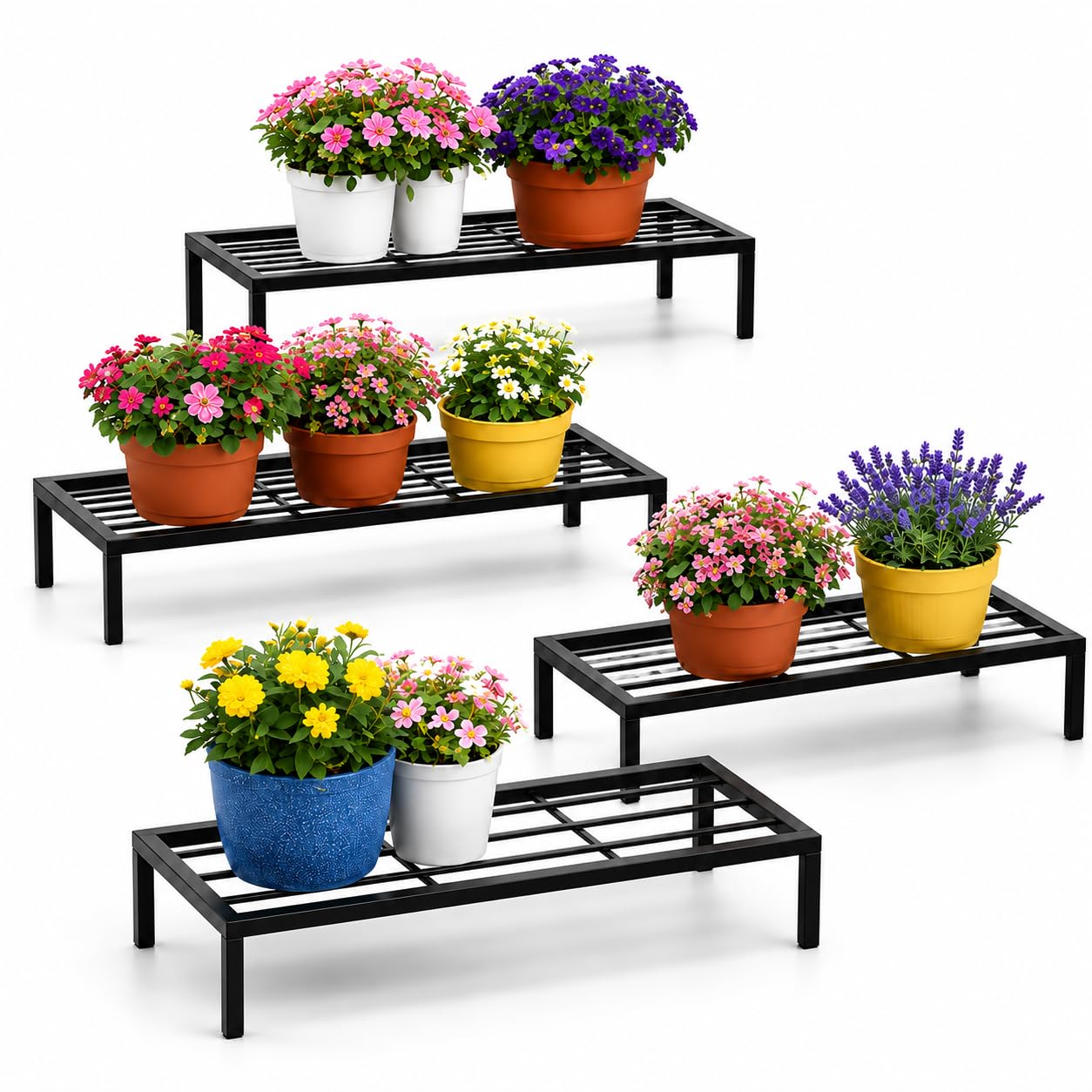 Kundi Plant Stand for Balcony Decoration | Anti-Rust Metal Pot Stand for Indoor & Outdoor Plants | Garden Flowerpot Stand | Black | 24 Inch | (Pack of 4) (Pack of 4)-image-27