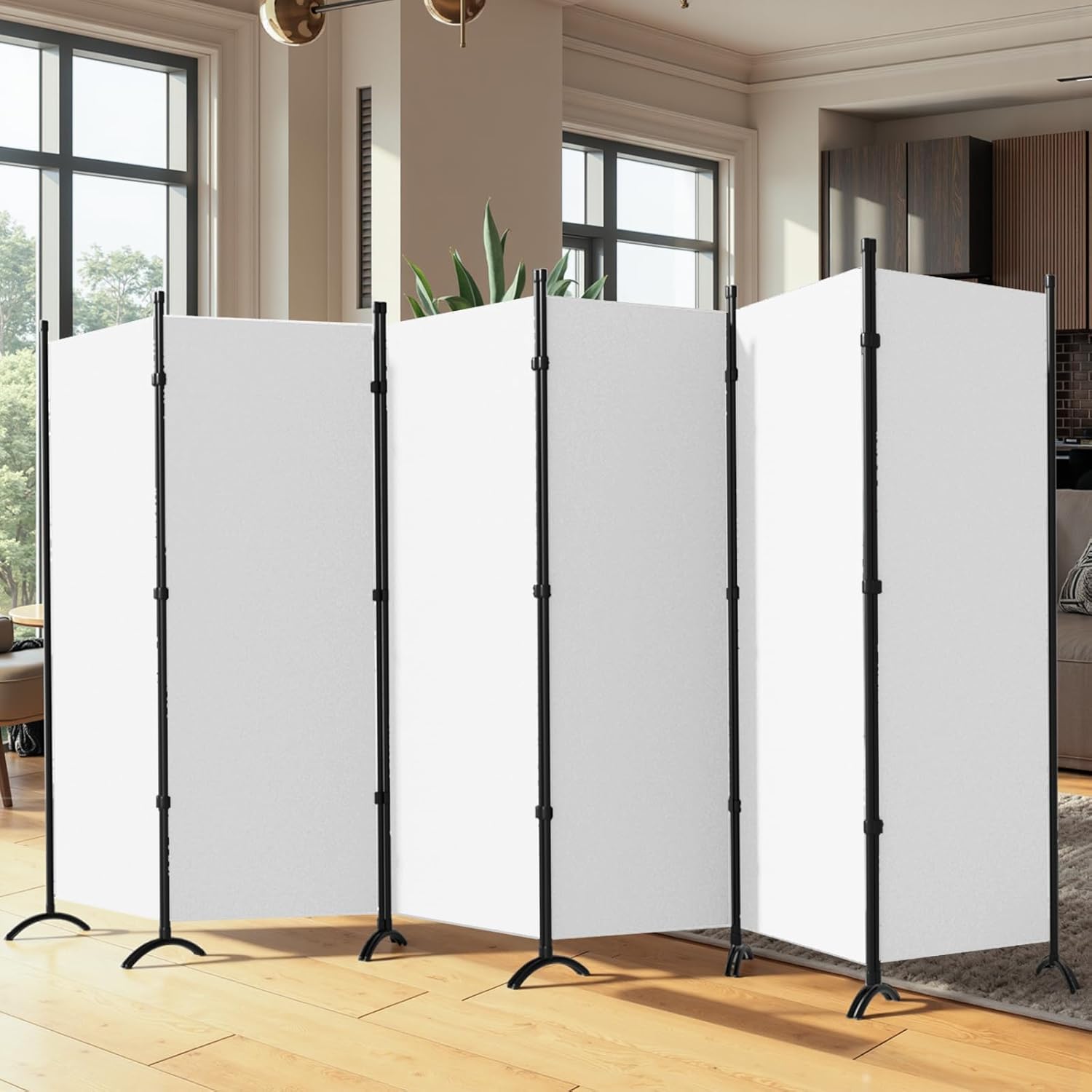 6 Panel Room Divider, Folding Privacy Screen Wall Divider for Room Separation, Freestanding Room Partitions for Home Office Dorm Decor,White 6 Panel White
