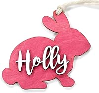 Vista 5 de Personalized Wooden Easter Bunny Tag (Blue Stain)